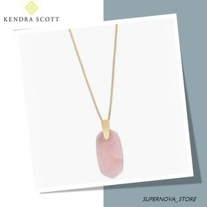 Kendra Scott Inez Long Pendant Gold Necklace Oval Pink Marble Adjustable $90 New